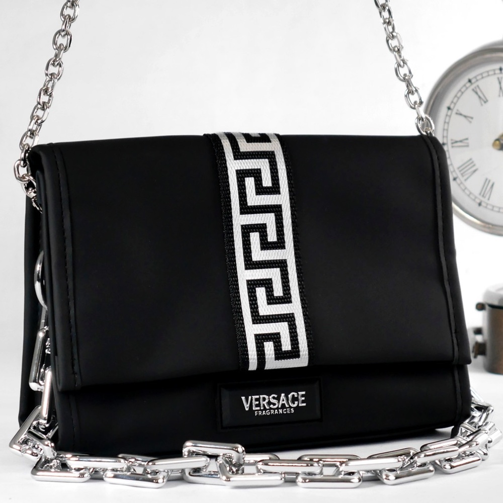 VERSACE Crossbody Clutch Bag Limited Edition NEW Black Silver